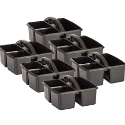 Teacher Created Resources Plastic Storage Caddies, Medium Size, Black, Pack Of 6 Caddies
