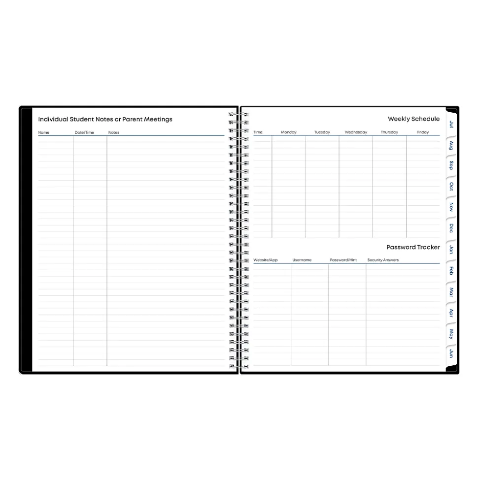 Teacher Lesson Planner BS Solid Black PP 8.5x11 AY26–27 W/M