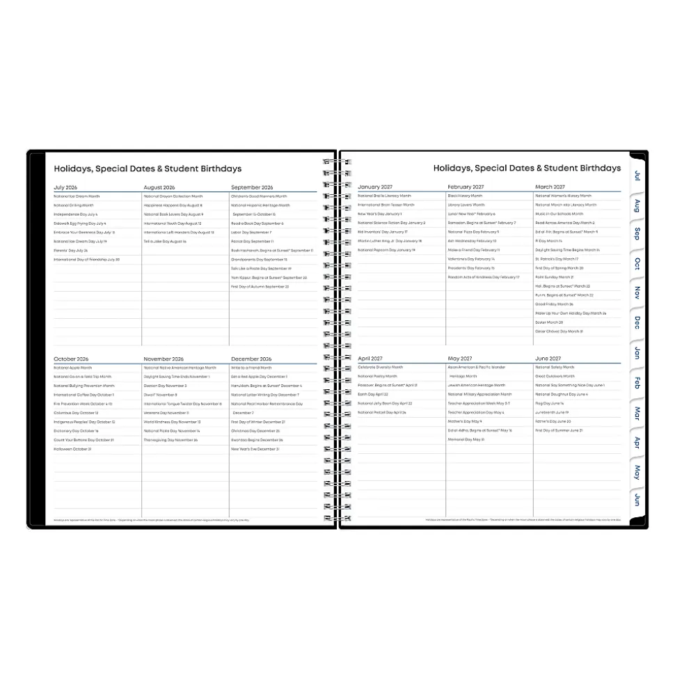 Teacher Lesson Planner BS Solid Black PP 8.5x11 AY26–27 W/M