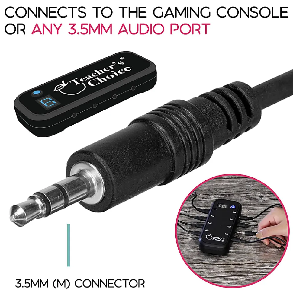 Teachers Choice Handheld Game Buzzer System Extension Cables, 15', Black, Pack Of 8 Cables, TCFT-1751