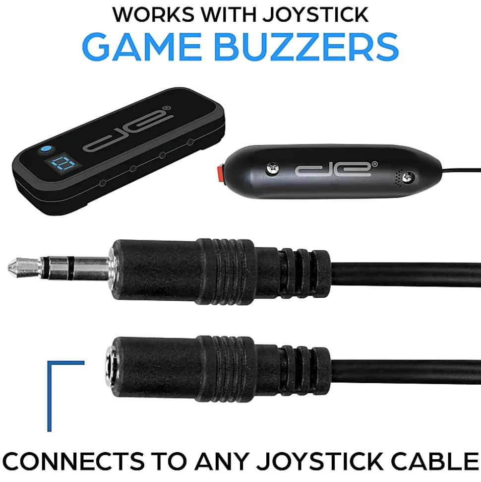 Teachers Choice Handheld Game Buzzer System Extension Cables, 15', Black, Pack Of 8 Cables, TCFT-1751
