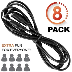 Teachers Choice Handheld Game Buzzer System Extension Cables, 15', Black, Pack Of 8 Cables, TCFT-1751