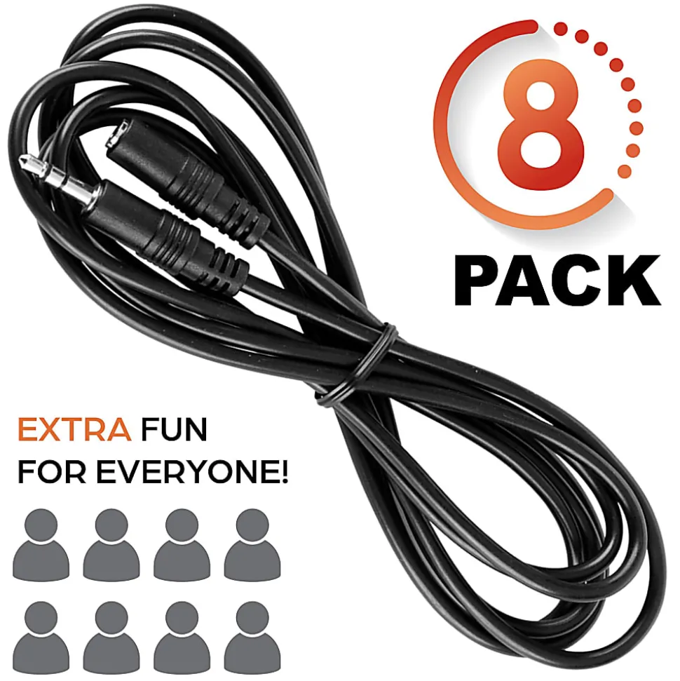 Teachers Choice Handheld Game Buzzer System Extension Cables, 15', Black, Pack Of 8 Cables, TCFT-1751