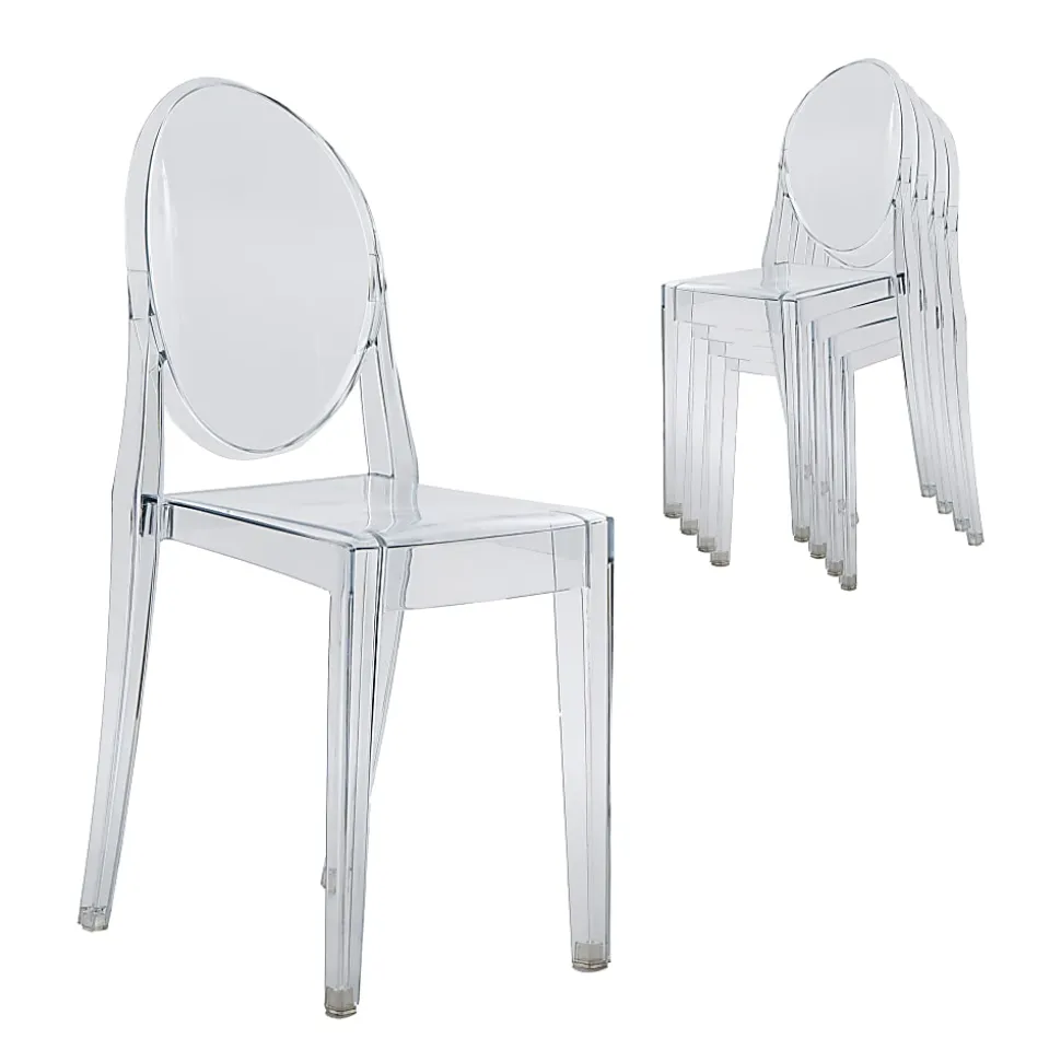 Techni Home Acrylic Ghost Event Stacking Chairs, Clear, Total Qty 4