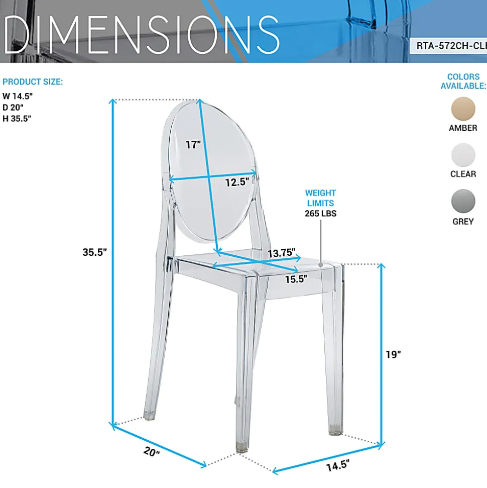 Techni Home Acrylic Ghost Event Stacking Chairs, Clear, Total Qty 4