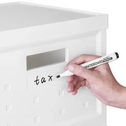 Techni Mobili Collapsible Stackable Plastic File Boxes With Wheels And Lids, Letter Size Paper, 13”L x 16-1/4”W x 12-1/2”H, White, Total Qty 2