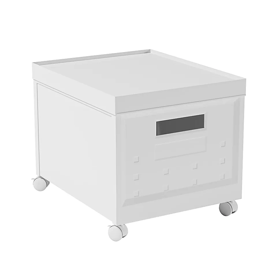 Techni Mobili Collapsible Stackable Plastic File Boxes With Wheels And Lids, Letter Size Paper, 13”L x 16-1/4”W x 12-1/2”H, White, Total Qty 2