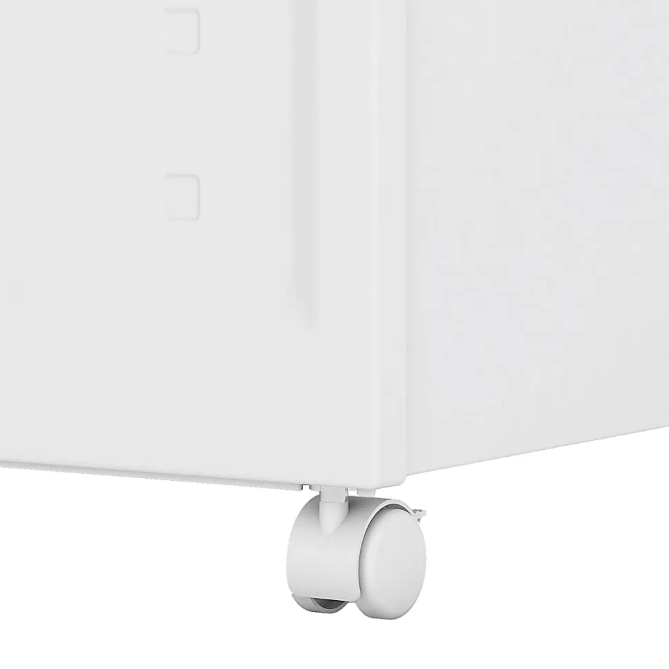 Techni Mobili Collapsible Stackable Plastic File Boxes With Wheels And Lids, Letter Size Paper, 13”L x 16-1/4”W x 12-1/2”H, White, Total Qty 2