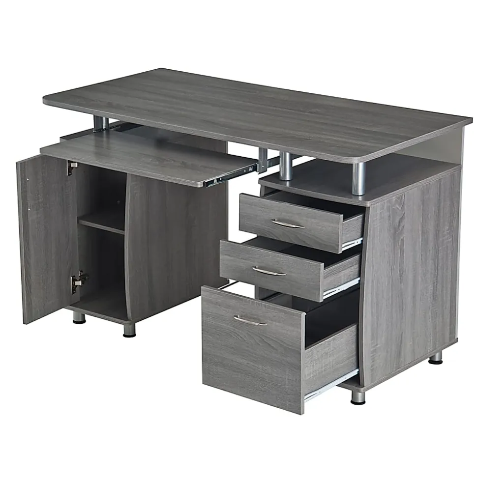 Techni Mobili Complete Workstation 48"W Computer Desk With Storage, Gray