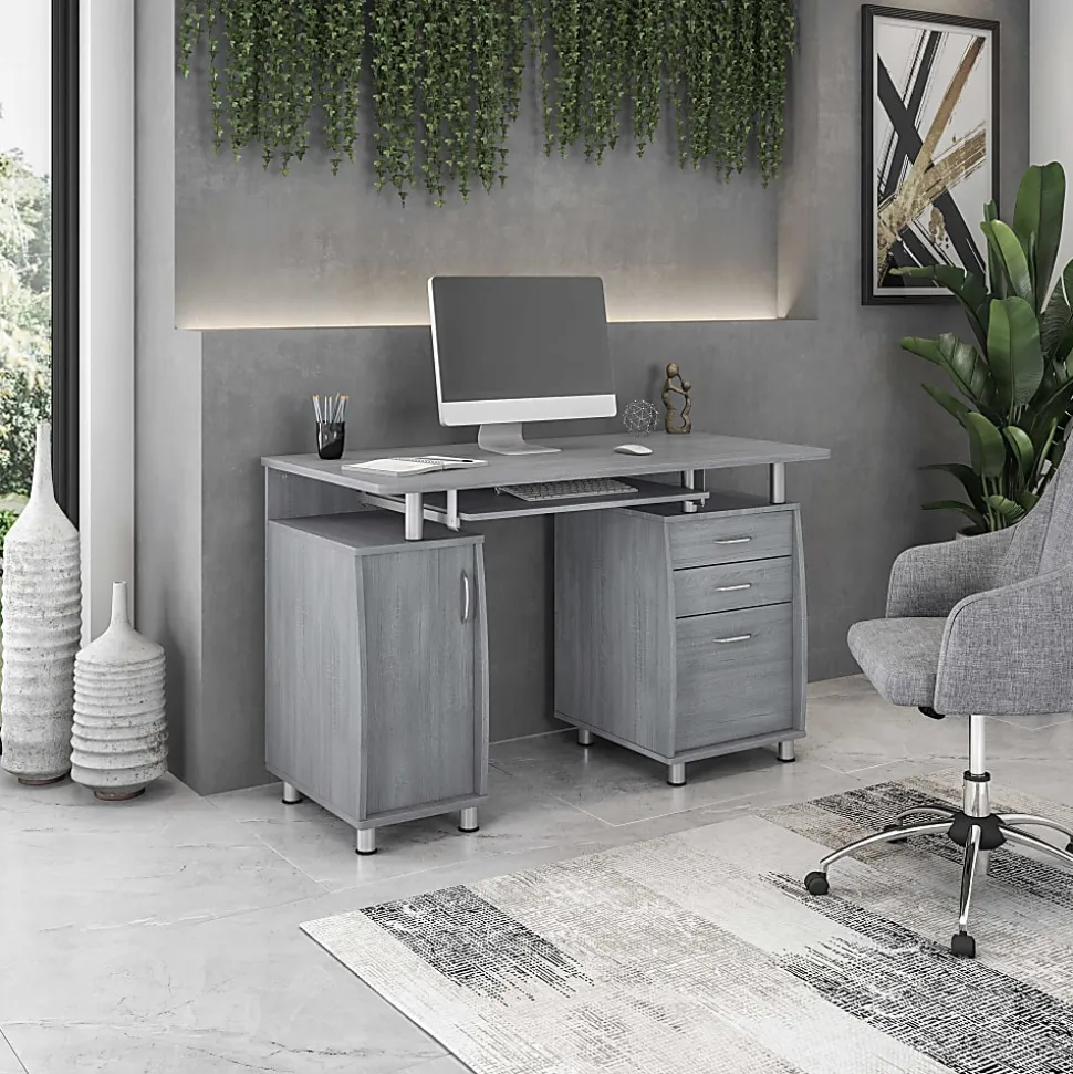 Techni Mobili Complete Workstation 48"W Computer Desk With Storage, Gray