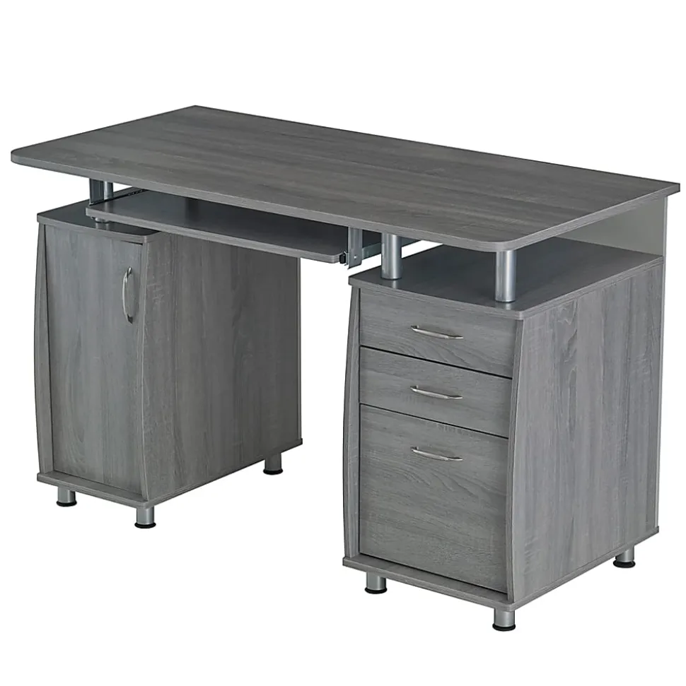 Techni Mobili Complete Workstation 48"W Computer Desk With Storage, Gray