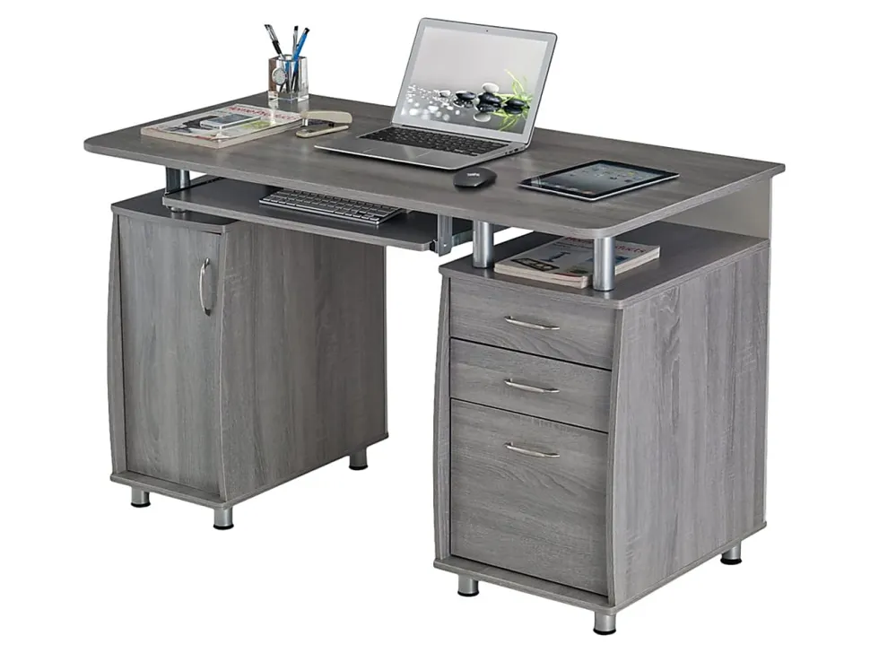 Techni Mobili Complete Workstation 48"W Computer Desk With Storage, Gray