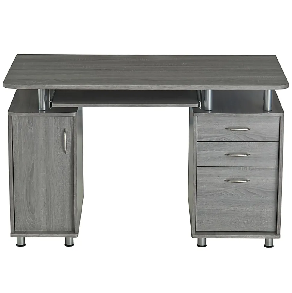 Techni Mobili Complete Workstation 48"W Computer Desk With Storage, Gray