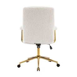 Techni Mobili Elegant Textured Boucle Polyester Mid-Back Executive Office Chair, White/Gold, Total Qty 1