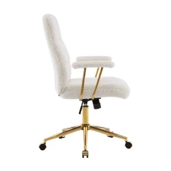Techni Mobili Elegant Textured Boucle Polyester Mid-Back Executive Office Chair, White/Gold, Total Qty 1