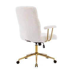 Techni Mobili Elegant Textured Boucle Polyester Mid-Back Executive Office Chair, White/Gold, Total Qty 1