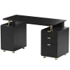 Techni Mobili Elegant 57"W Executive Computer Desk, Black/Gold, Total Qty 1