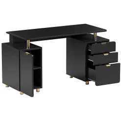 Techni Mobili Elegant 57"W Executive Computer Desk, Black/Gold, Total Qty 1
