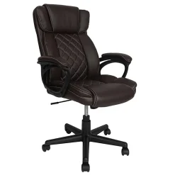 Techni Mobili Ergonomic Faux Leather High-Back Executive Office Chair, Brown, Total Qty 1