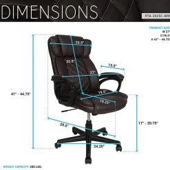 Techni Mobili Ergonomic Faux Leather High-Back Executive Office Chair, Brown, Total Qty 1