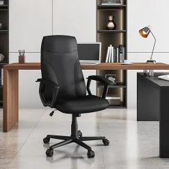 Techni Mobili Ergonomic Faux Leather Mid-Back Executive Office Chair, Black, Total Qty 1
