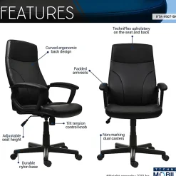 Techni Mobili Ergonomic Faux Leather Mid-Back Executive Office Chair, Black, Total Qty 1