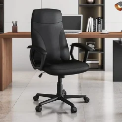 Techni Mobili Ergonomic Faux Leather Mid-Back Executive Office Chair, Black, Total Qty 1