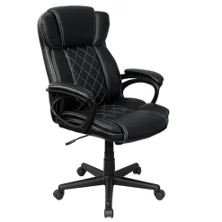 Techni Mobili Ergonomic Faux Leather High-Back Executive Office Chair, Black, Total Qty 1, RTA2025CBK