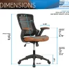 Techni Mobili Ergonomic Mesh Mid-Back Task Chair, Brown