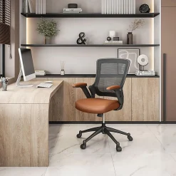 Techni Mobili Ergonomic Mesh Mid-Back Task Chair, Brown