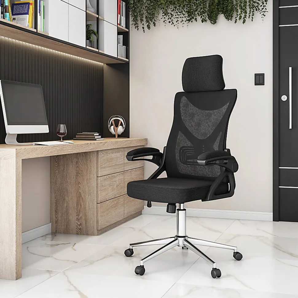 Techni Mobili Ergonomic Mesh High-Back Executive Office Chair, Black