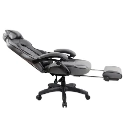 Techni Mobili Gaming Racing Style Fully Reclining Executive Office Chair With Footrest, Black/Gray, Total Qty 1