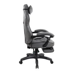 Techni Mobili Gaming Racing Style Fully Reclining Executive Office Chair With Footrest, Black/Gray, Total Qty 1