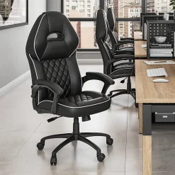 Techni Mobili High-Back Executive Sport Race Office Chair, Black, Total Qty 1