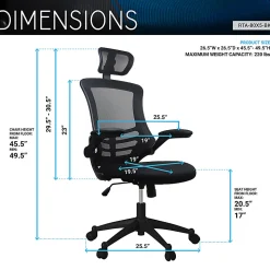 Techni Mobili Modern Ergonomic Mesh High-Back Executive Office Chair, Black, Total Qty 1