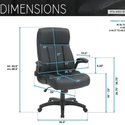 Techni Mobili RTA-4902-BK Faux Leather Executive Office Chair, Black
