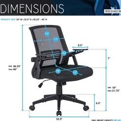 Techni Mobili RTA-3245C-BK Office Mesh Chair, Black