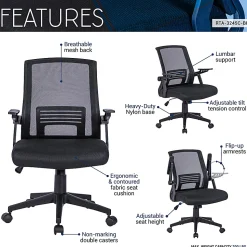 Techni Mobili RTA-3245C-BK Office Mesh Chair, Black