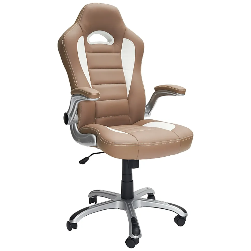 Techni Mobili RTA-3527-CM Faux Leather High-Back Executive Office Chair, Camel
