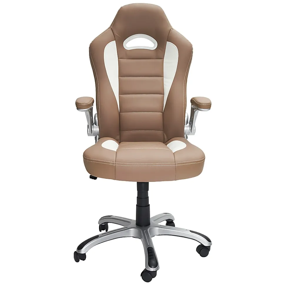 Techni Mobili RTA-3527-CM Faux Leather High-Back Executive Office Chair, Camel
