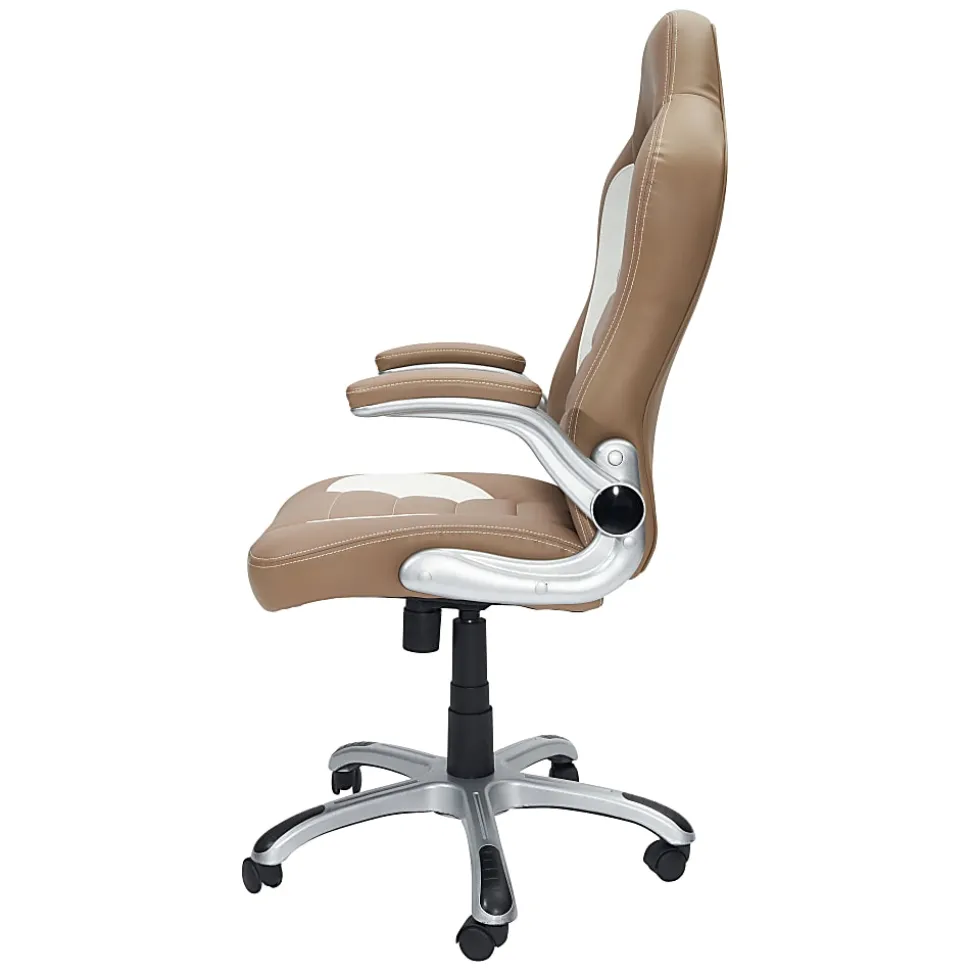Techni Mobili RTA-3527-CM Faux Leather High-Back Executive Office Chair, Camel