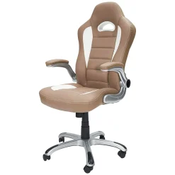 Techni Mobili RTA-3527-CM Faux Leather High-Back Executive Office Chair, Camel
