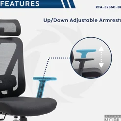 Techni Mobili Truly Ergonomic Mesh High-Back Task Chair, Black, Total Qty 1