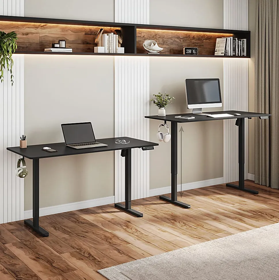 Techni Mobili 55”W Electric Adjustable Height Standing Desk, Black, Total Qty 1