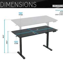 Techni Mobili 55”W Electric Adjustable Height Standing Desk, Black, Total Qty 1
