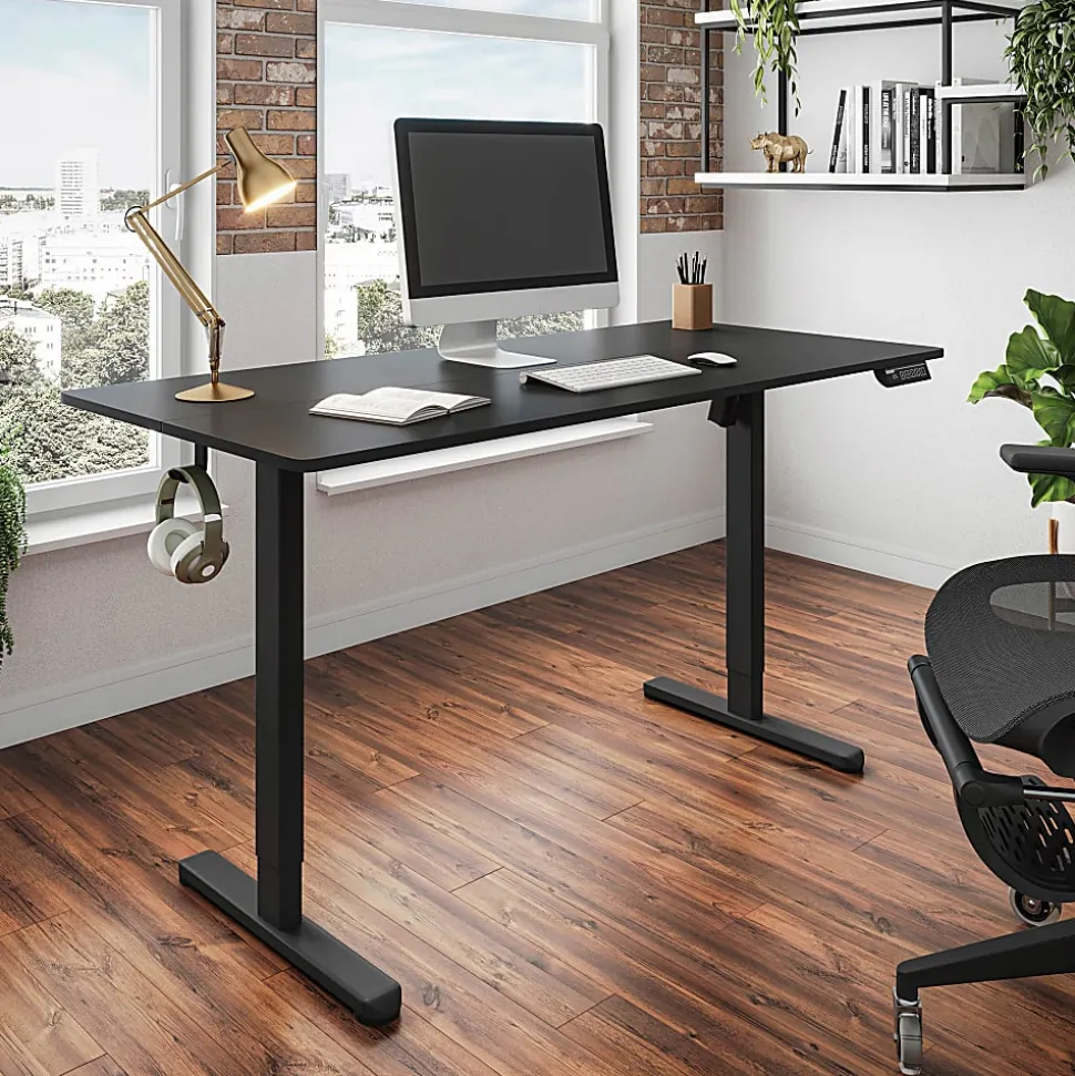 Techni Mobili 55”W Electric Adjustable Height Standing Desk, Black, Total Qty 1
