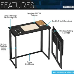 Techni Mobili 32”W Folding Writing Desk, Black, Total Qty 1