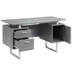 Techni Mobili 52"W Modern Computer Desk With Storage, Gray
