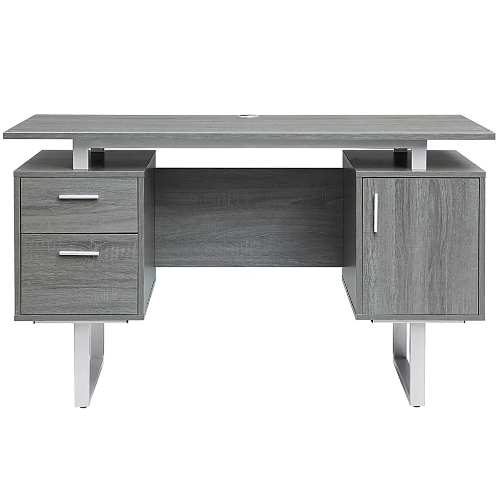 Techni Mobili 52"W Modern Computer Desk With Storage, Gray