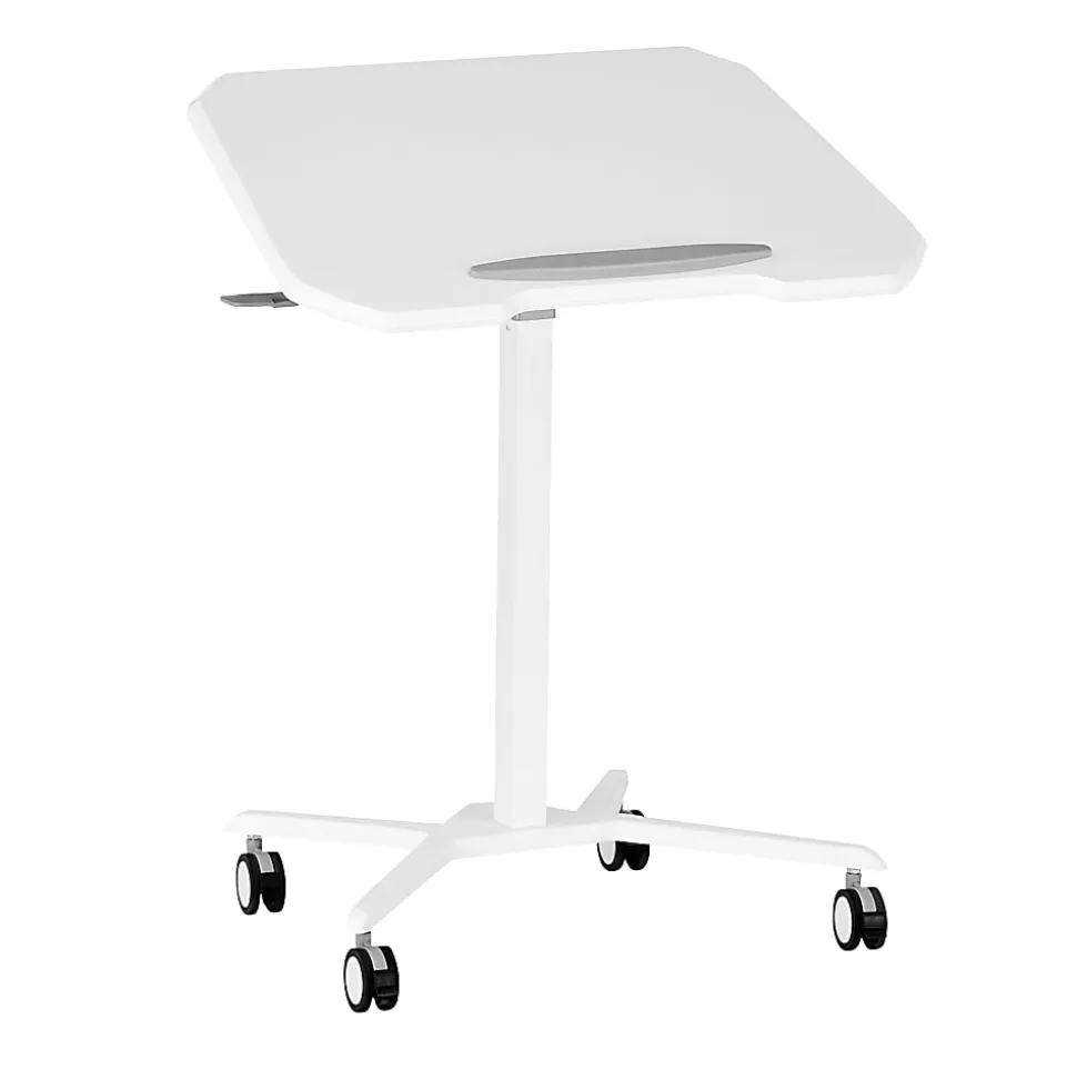 Techni Mobili 28”W Sit-to-Stand Mobile Adjustable Height Laptop Standing Desk, White, Total Qty 1